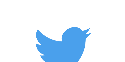 Twitter Logo Man sieht einen blauen Vogel. Darunter die Aufschrift Twitter